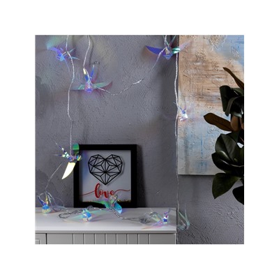 Гирлянда «Нить» 2.5 м с насадками «Птички», IP20, прозрачная нить, 10 LED, свечение белое, 220 В