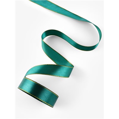 Лента атласная, с золотым люрексом, 25 мм, 23±1 м, тёмно-зелёная №70