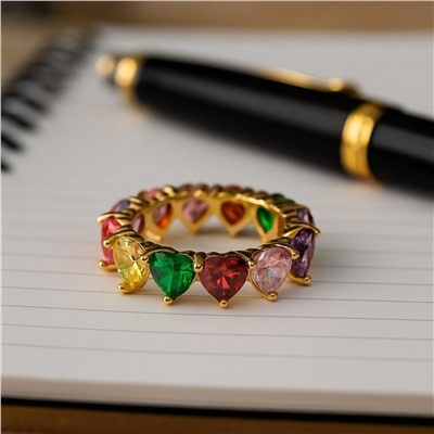 Кольцо 16 р бижутерия с цветными камнями, арт.007.177-16