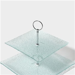 Этажерка-фруктовница квадратная Доляна «Акцент», 2 яруса, 25×22 см, стекло