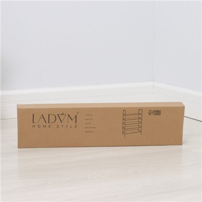 Полка для обуви LaDо́m, 5 ярусов, 60×30×102 см, серая