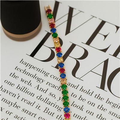 Браслет ювелирная бижутерия коллекция "Дубай" покрытие позолота, вставка: фианиты, цвет: разноцветный, арт.007.221