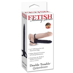 Черный страпон на пенис Double Trouble - 14 см.