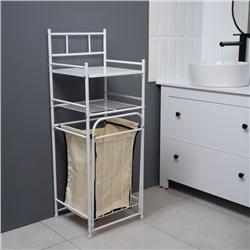 Стеллаж с корзиной для белья 2-х ярусный, 38×35×105 см, белый