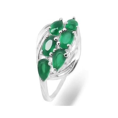 Кольцо из серебра зеленый агат, Трина