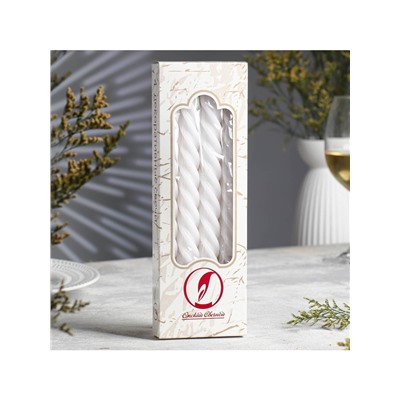 Набор свечей витых, 2.3×24.5 см, 5 ч, 50 г, 4 шт., белый