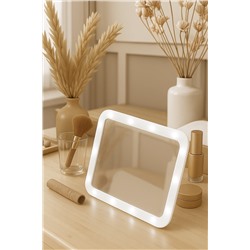 Зеркало Luazon KZ-01, подсветка, настольное, 14 диодов, 4хАА (не в комплекте), белое