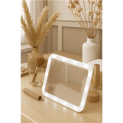 Зеркало Luazon KZ-01, подсветка, настольное, 14 диодов, 4хАА (не в комплекте), белое