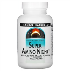 Source Naturals, Super Amino Night, формула с аминокислотами, ночная, 120 капсул