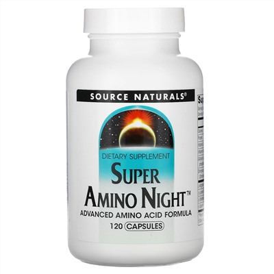 Source Naturals, Super Amino Night, формула с аминокислотами, ночная, 120 капсул