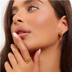 Комплект ювелирной бижутерии коллекция "Дубай" серьги и кольцо 17 р, покрытие позолота, вставка: фианиты, цвет: желтый, арт.215.516-17