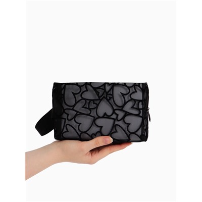 Косметичка Black beauty, с ручкой, на молнии, чёрная