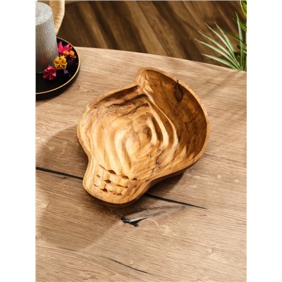 Тарелка «Древесная кора», 28×21×5 см, дерево Джати, коричневая