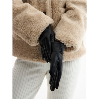 Перчатки женские, безразмерные, с меховым утеплителем, чёрные