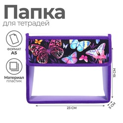 Папка для тетрадей, А5, пластиковая, 23×19×5 см