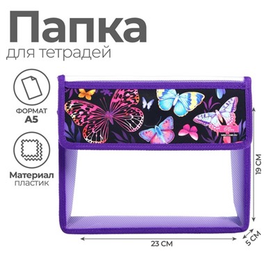 Папка для тетрадей, А5, пластиковая, 23×19×5 см