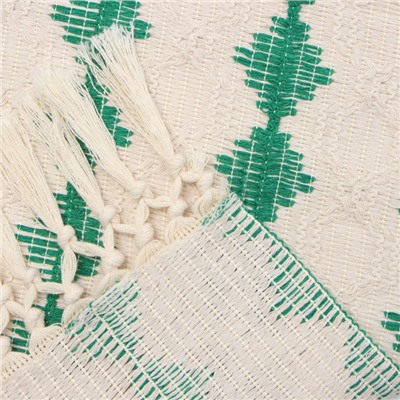 Дорожка на стол Этель бежевая/зелёная 32×180 см, 50% хлопок 50% п/э