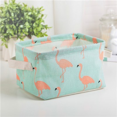 Корзина для хранения с ручками «Фламинго», 20.2×17×13 см, голубая