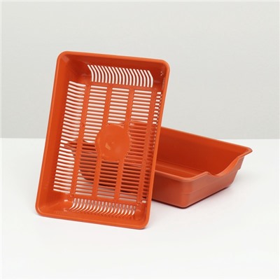 Туалет для кошек, 36×25×9 см, глубокий, с сеткой, пластик, коричневый