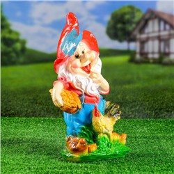 Садовая фигура "Гном с петухом" 15х20х42 см
