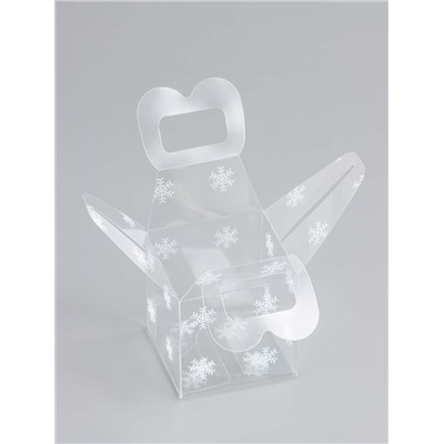 Коробка подарочная новогодняя складная ПВХ «Снежинки» 5×5×5 см