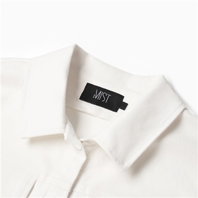 Рубашка женская укороченная с разрезами MIST: Denim, размер 48, белая