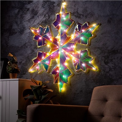 Светодиодная фигура «Снежинка» 80×80 см, пластик, 220 В, 8 режимов, свечение тёплое белое