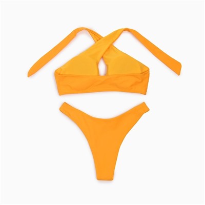 Купальник раздельный с завязками на шее женский MINAKU, горчичный, размер 42