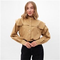Рубашка женская с лентами MINAKU: Casual Collection, размер 50, бежевая