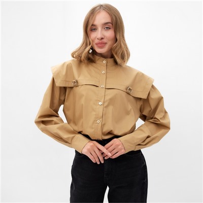 Рубашка женская с лентами MINAKU: Casual Collection, размер 50, бежевая