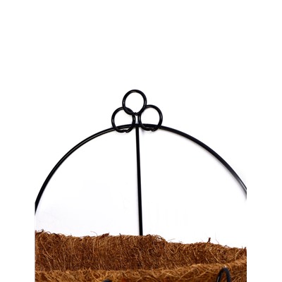 Кашпо настенное, d=20 см, металлическое, со вставкой из кокоса