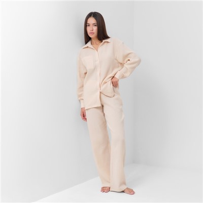 Пижама женская (рубашка, брюки) KAFTAN Basic, размер 52-54, молочная