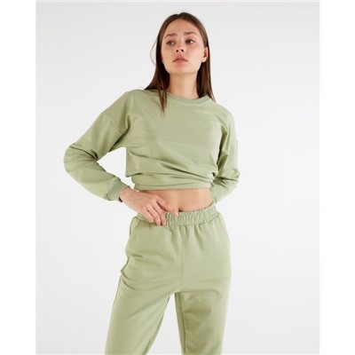 Костюм женский (свитшот, брюки) MINAKU: Casual Collection, размер 48, цвет фисташковый