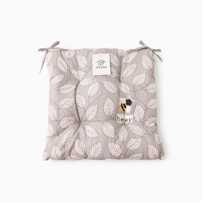 Подушка на стул «Этель. Листья», 40×40 см, серая