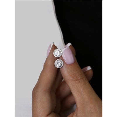 Серьги-пусеты из серебра с фианитами родированные 925 пробы S2180271010р