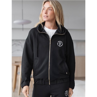 Зип худи на молнии из петельчатого футера трехнитки с резинкой по низу и манжетами