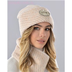 Мохер мульти отворот МА овал Комплект флис (шапка+снуд) (56-58)