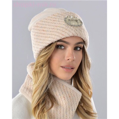 Мохер мульти отворот МА овал Комплект флис (шапка+снуд) (56-58)