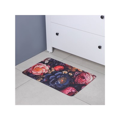 Коврик для дома Доляна Black Flowers, влаговпитывающий, 40×60 см