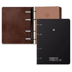 Тетрадь со сменным блоком 120л клетка на 4 кольцах "PREMIUM. Black" ТКМФ1205610 Listoff