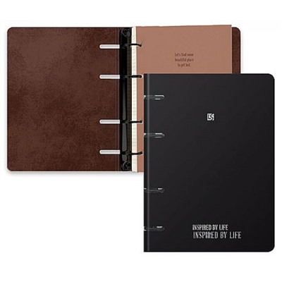 Тетрадь со сменным блоком 120л клетка на 4 кольцах "PREMIUM. Black" ТКМФ1205610 Listoff