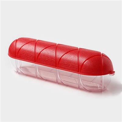 Контейнер для хранения колбасы, пластик, 25.8×7×7 см, красный