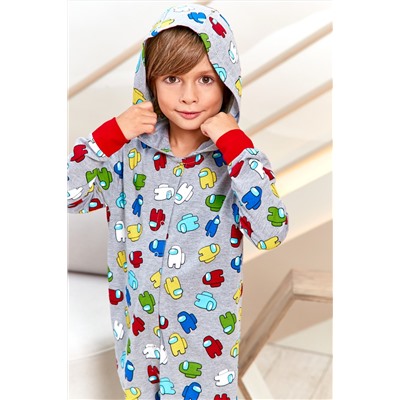 Пижама комбинезон пижамный Juno AW21BJ630 Sleepwear Boys серый меланж амонгс Ас