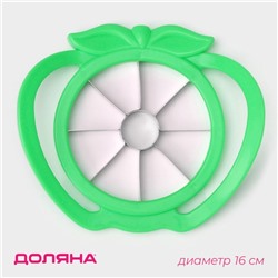 Яблокорезка Доляна «Яблоко», 16 см, с ручками, зелёная