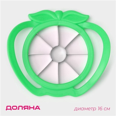 Яблокорезка Доляна «Яблоко», 16 см, с ручками, зелёная