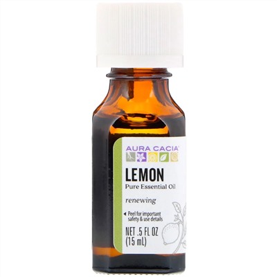 Aura Cacia, чистое эфирное масло, лимон, 15 мл (0,15 жидк. унции)