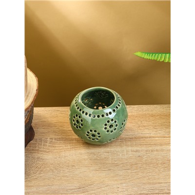 Подсвечник «Шар», 9×9×8 см, керамика, салатовый