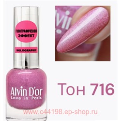 Alvin D`or Лак для ногтей  Holographic тон 716 сияющий розовый 15 мл