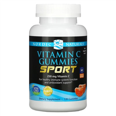 Nordic Naturals, Sport, Vitamin C Gummies, Tart Tangerine, 250 mg, 120 Gummies