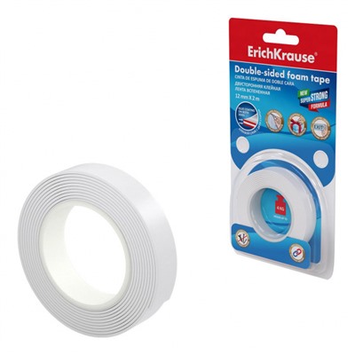 Клейкая лента двусторонняя на вспененой основе 12 мм х 2 м х 1 мм 58744 ErichKrause